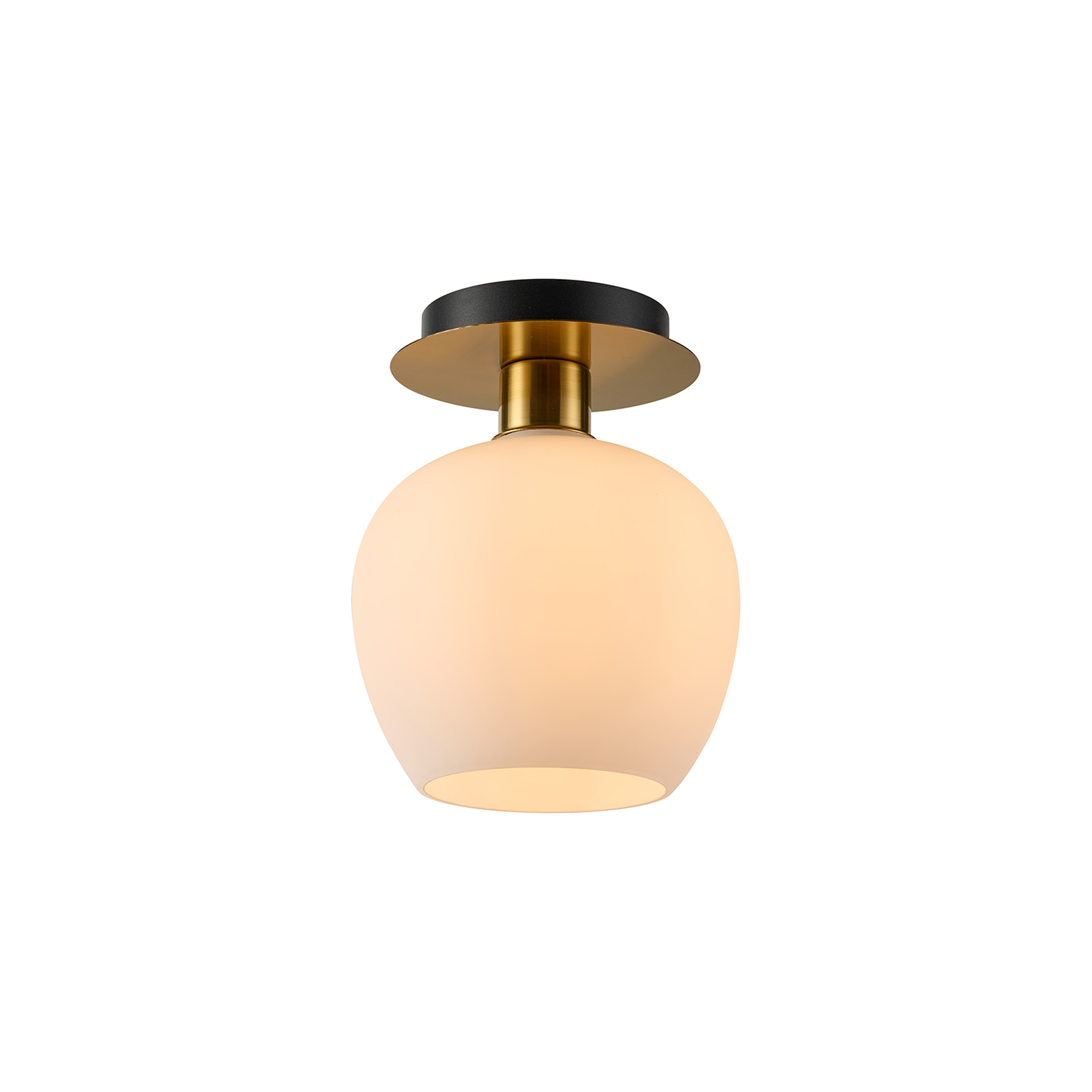 DK1242  Lori 15cm Round Ceiling Flush, 1 Light Flush Fitting E27, Antique Gold/Opal Wine Shades